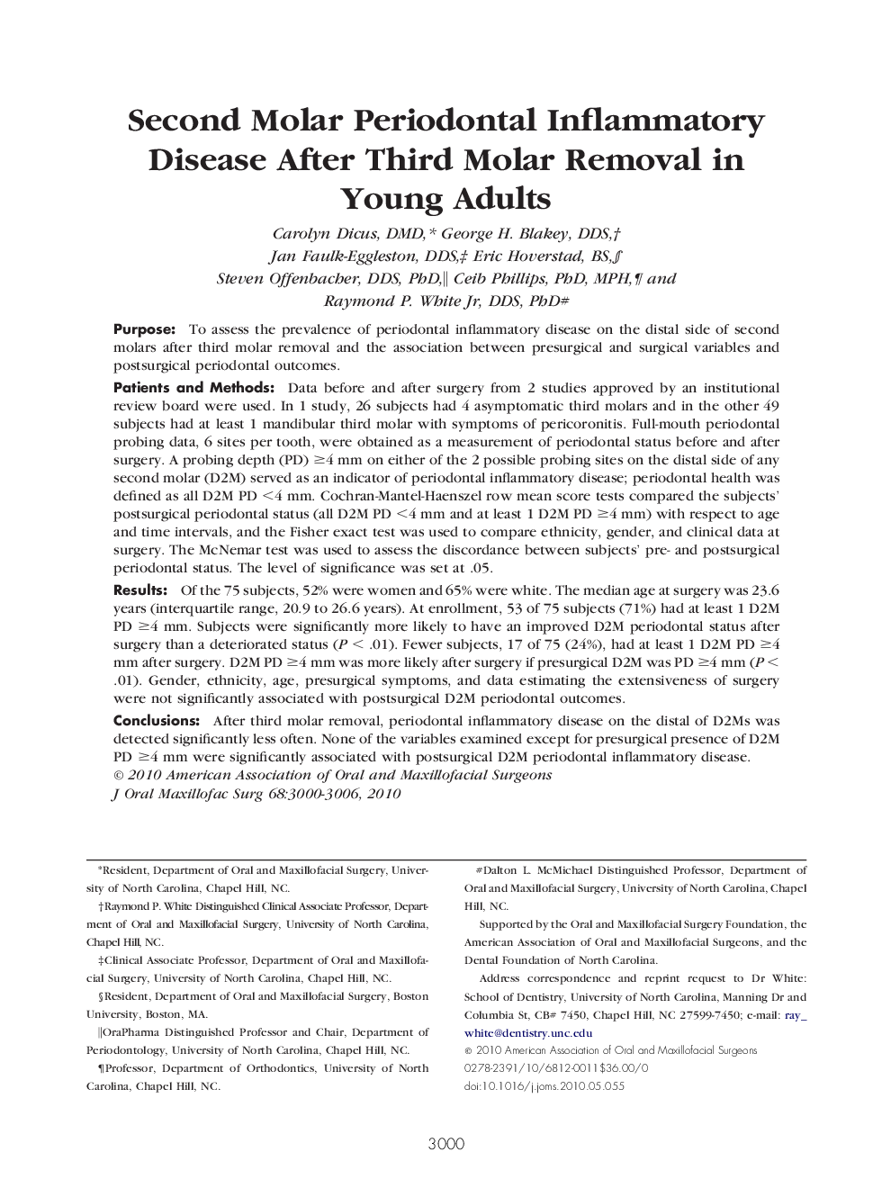 عکس صفحه اول مقاله: Second Molar Periodontal Inflammatory Disease After Third Molar Removal in Young Adults Second Molar Periodontal Inflammatory Disease After Third Molar Removal in Young Adults