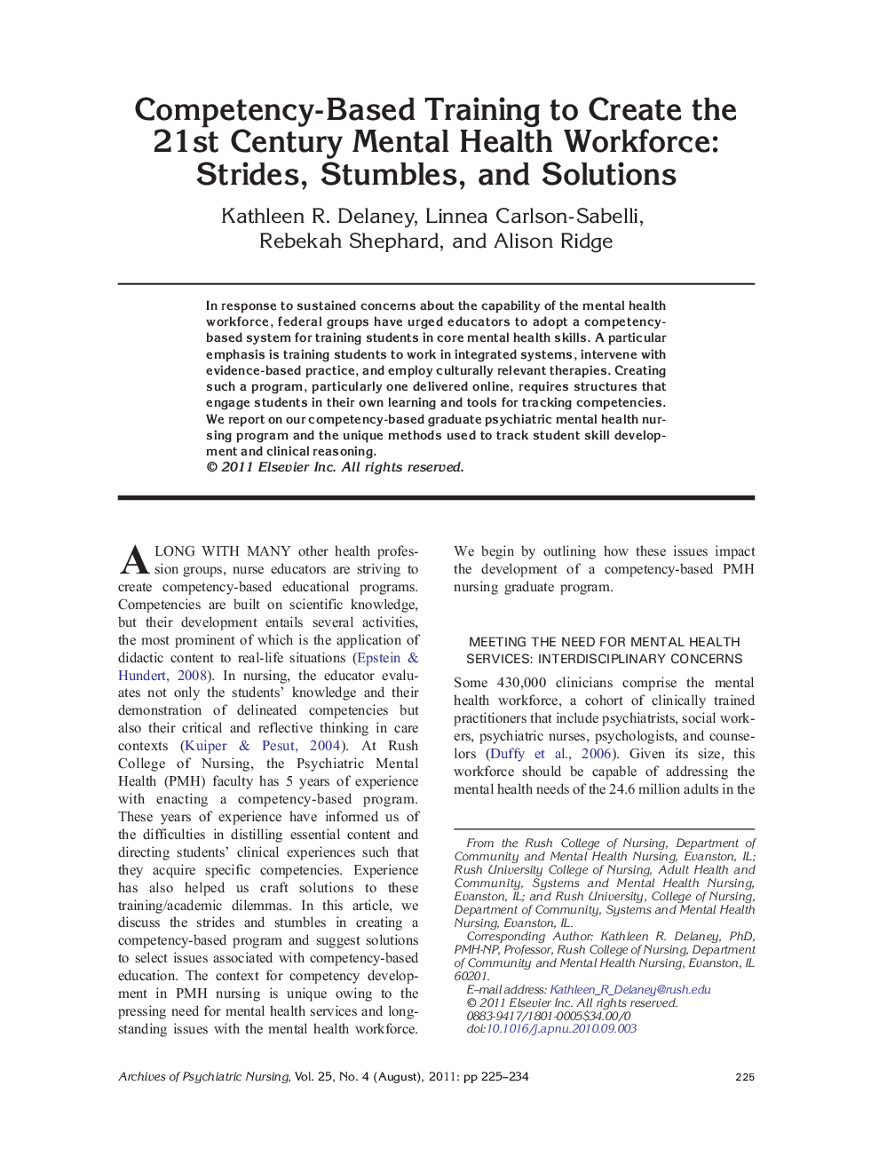 Competency-Based Training to Create the 21st Century Mental Health Workforce: Strides, Stumbles, and Solutions