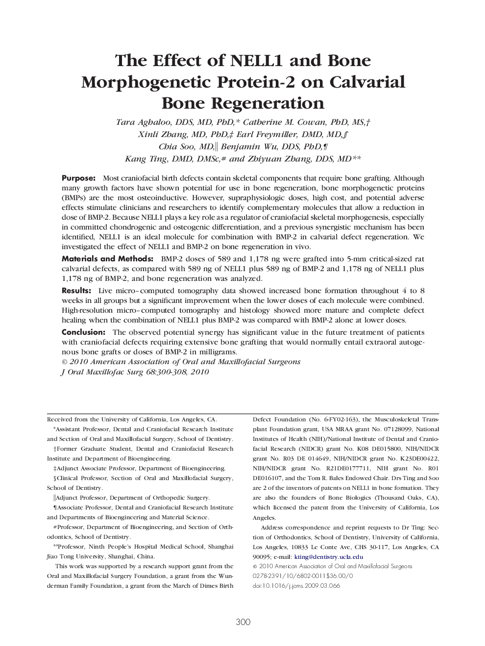 عکس صفحه اول مقاله: The Effect of NELL1 and Bone Morphogenetic Protein-2 on Calvarial Bone Regeneration The Effect of NELL1 and Bone Morphogenetic Protein-2 on Calvarial Bone Regeneration