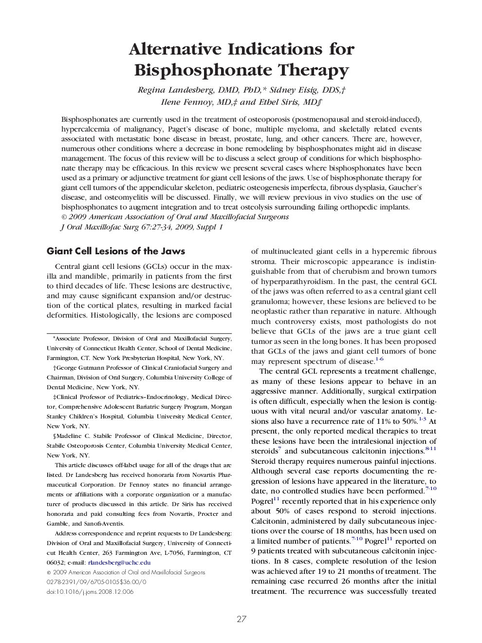 Alternative Indications for Bisphosphonate Therapy