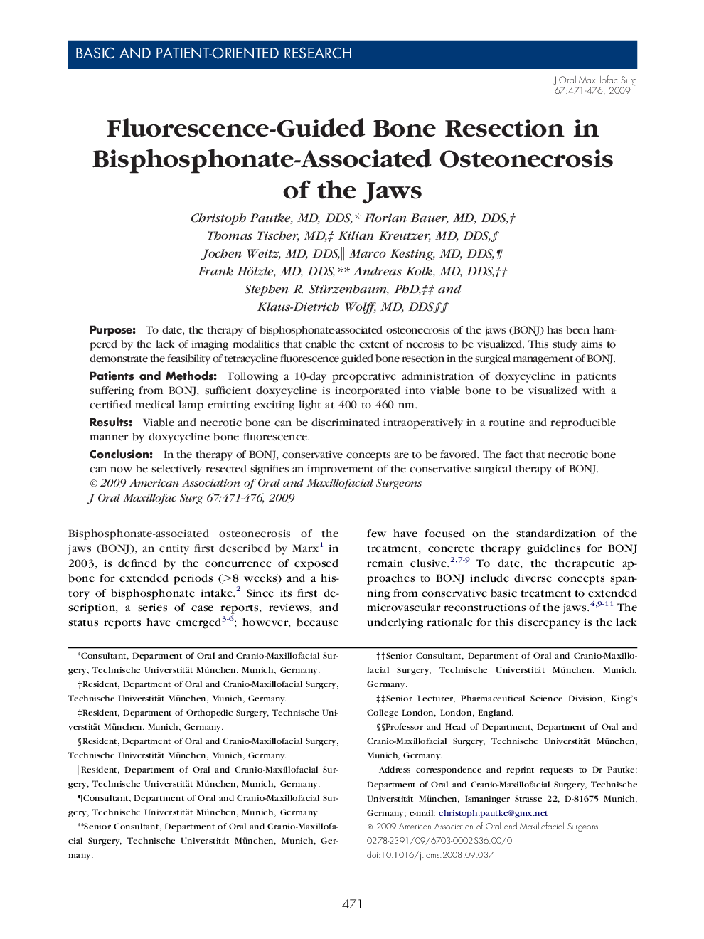 Fluorescence-Guided Bone Resection in Bisphosphonate-Associated Osteonecrosis of the Jaws