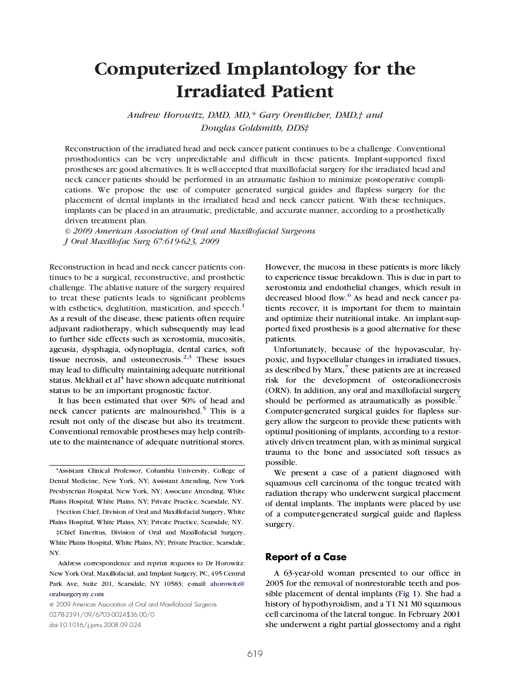 عکس صفحه اول مقاله: Computerized Implantology for the Irradiated Patient Computerized Implantology for the Irradiated Patient