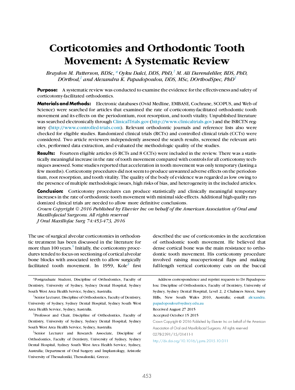 Corticotomies and Orthodontic Tooth Movement: A Systematic Review