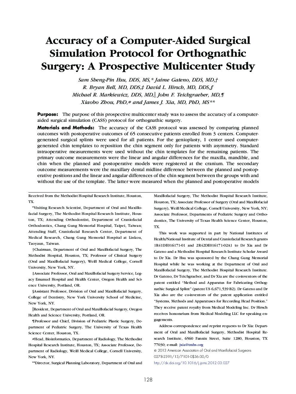 Accuracy of a Computer-Aided Surgical Simulation Protocol for Orthognathic Surgery: A Prospective Multicenter Study 