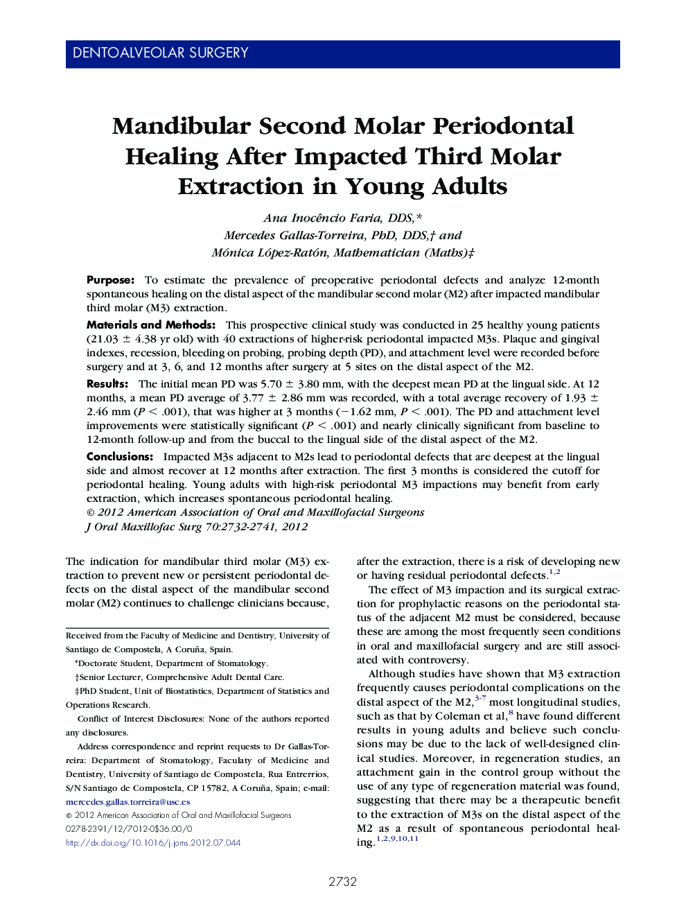 Mandibular Second Molar Periodontal Healing After Impacted Third Molar Extraction in Young Adults 