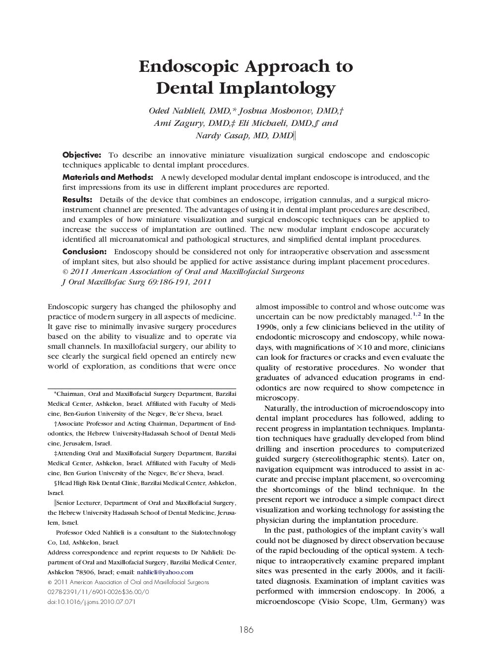 Endoscopic Approach to Dental Implantology 