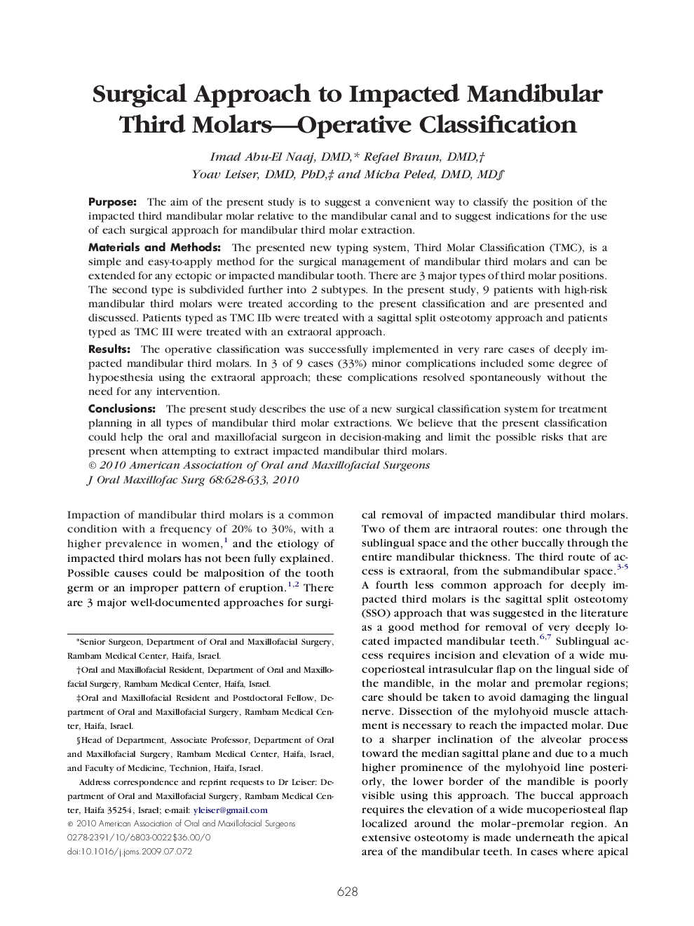 Surgical Approach to Impacted Mandibular Third Molars—Operative Classification
