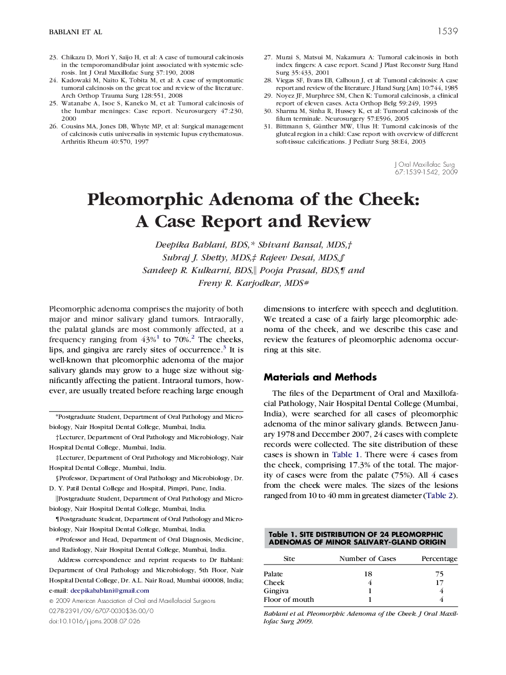 عکس صفحه اول مقاله: Pleomorphic Adenoma of the Cheek: A Case Report and Review Pleomorphic Adenoma of the Cheek: A Case Report and Review