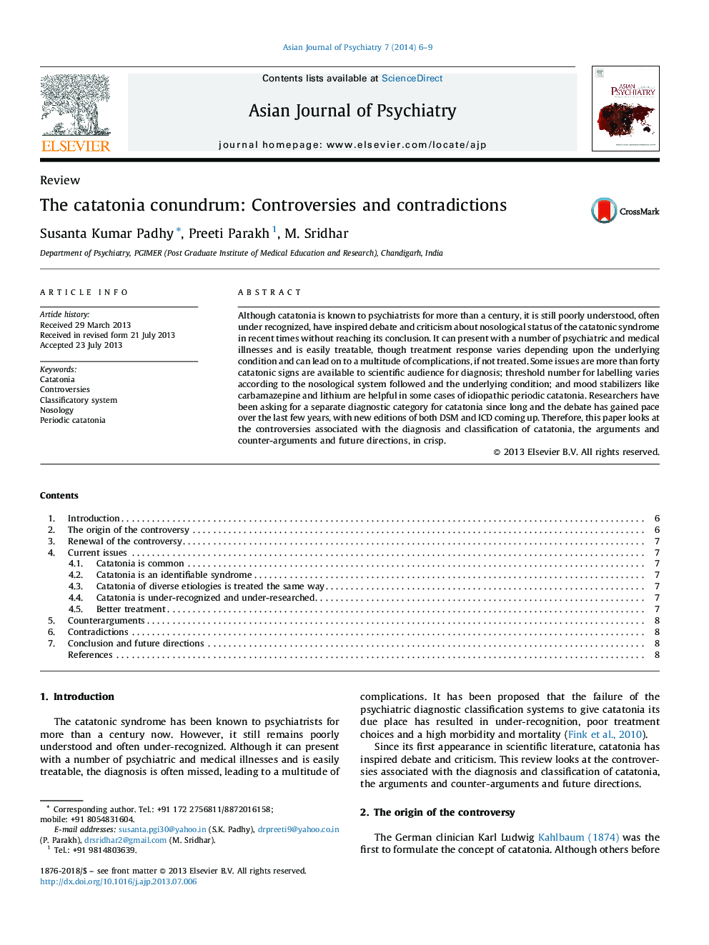 The catatonia conundrum: Controversies and contradictions