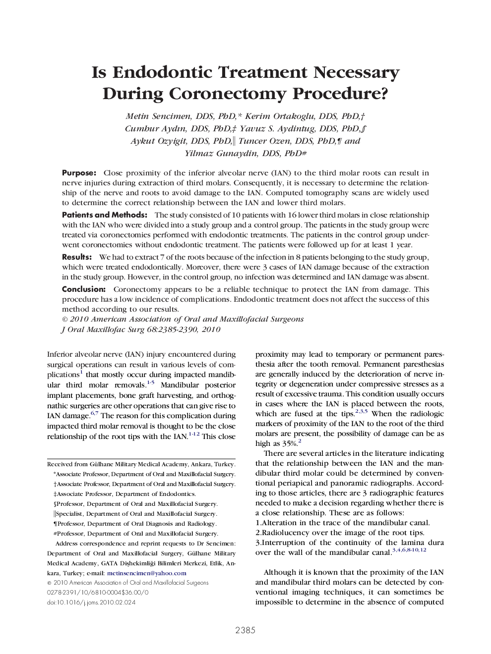 Is Endodontic Treatment Necessary During Coronectomy Procedure?