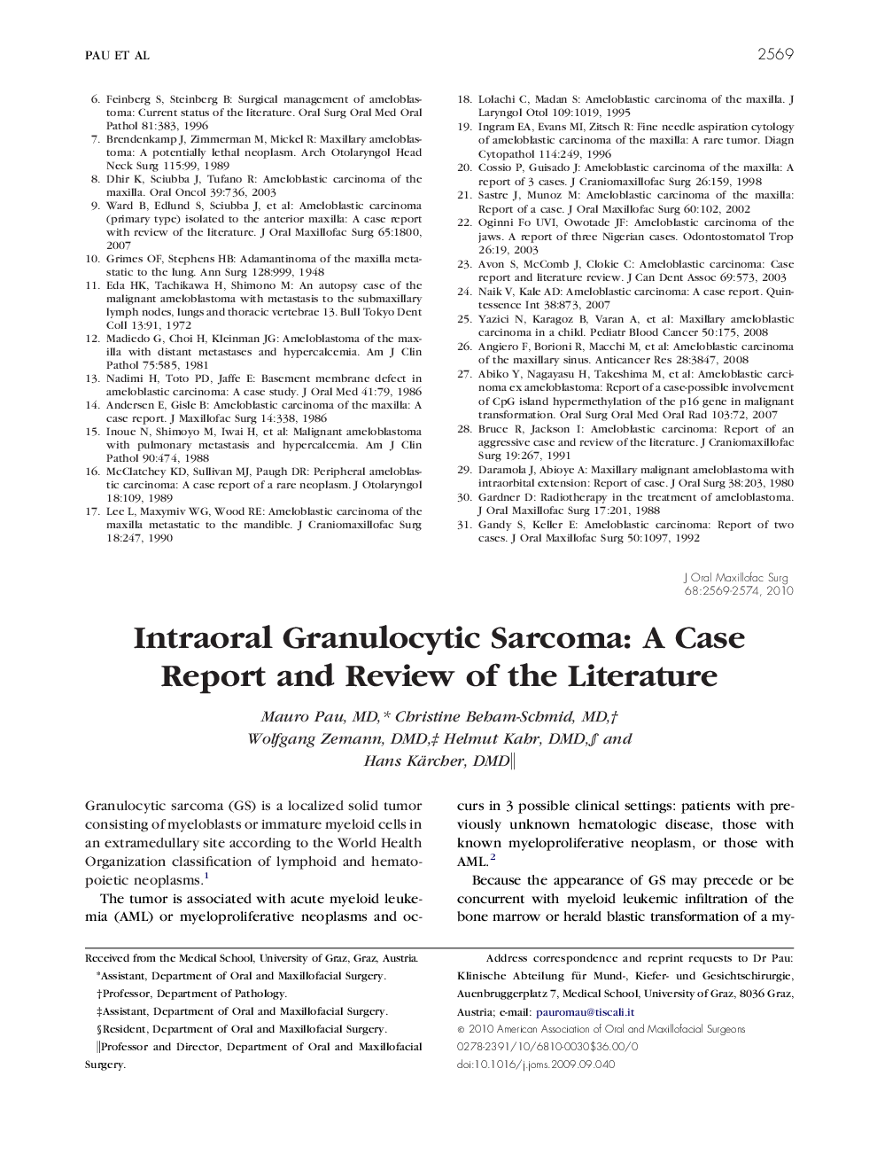 Intraoral Granulocytic Sarcoma: A Case Report and Review of the Literature