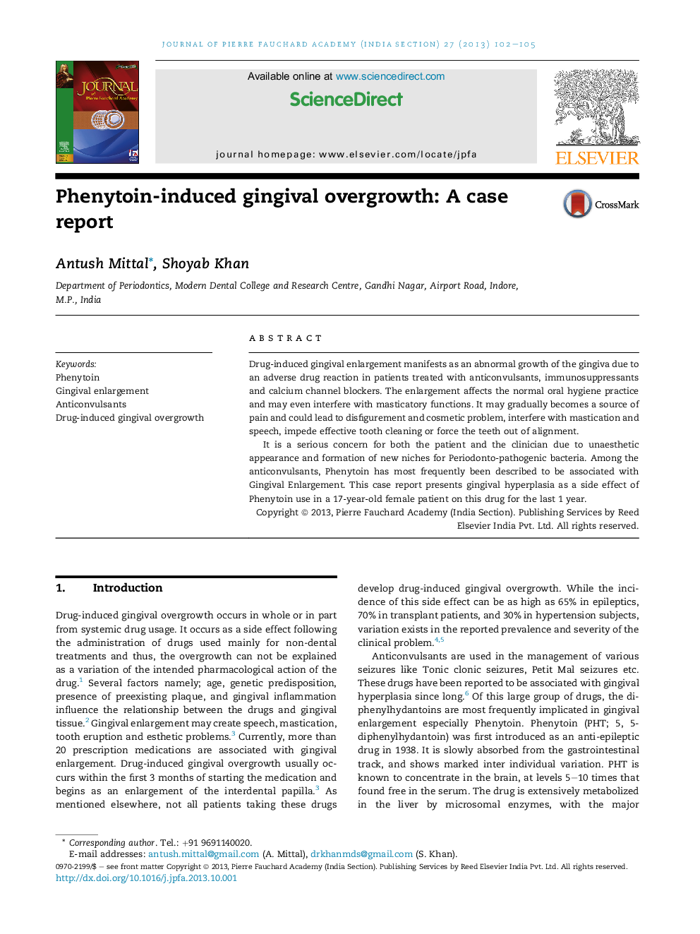 Phenytoin-induced gingival overgrowth: A case report