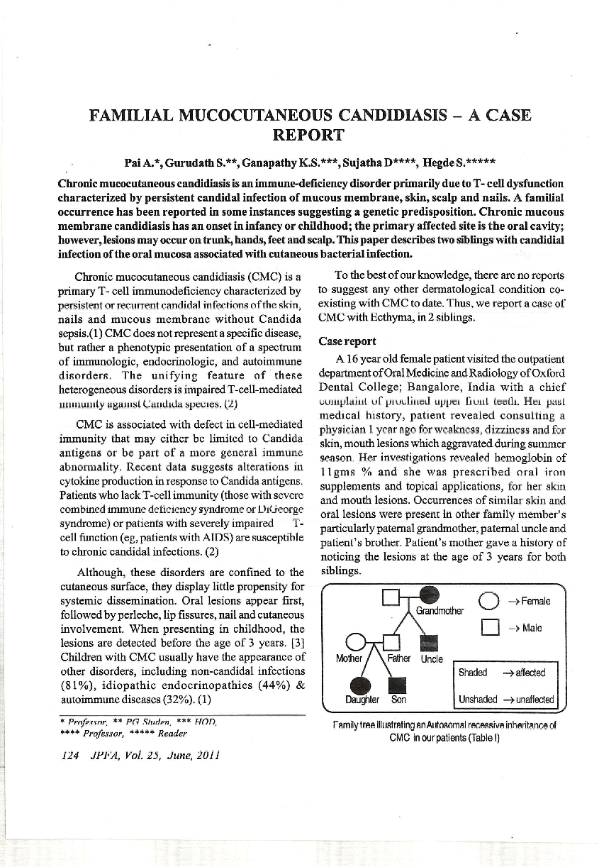 Familial mucocutaneous candidiasis - a case report