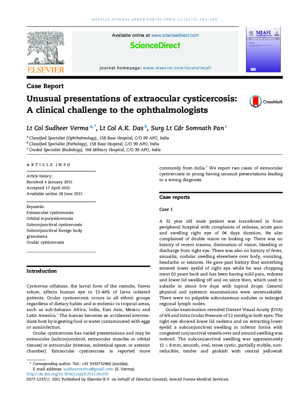 Unusual presentations of extraocular cysticercosis: A clinical challenge to the ophthalmologists