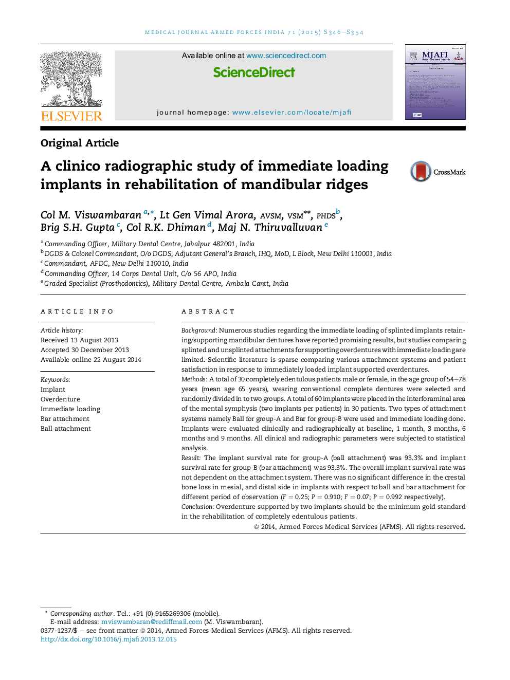 A clinico radiographic study of immediate loading implants in rehabilitation of mandibular ridges