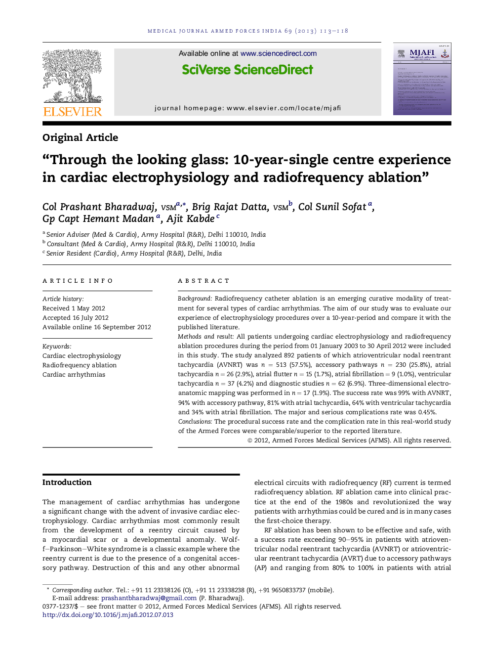 “Through the looking glass: 10-year-single centre experience in cardiac electrophysiology and radiofrequency ablation”