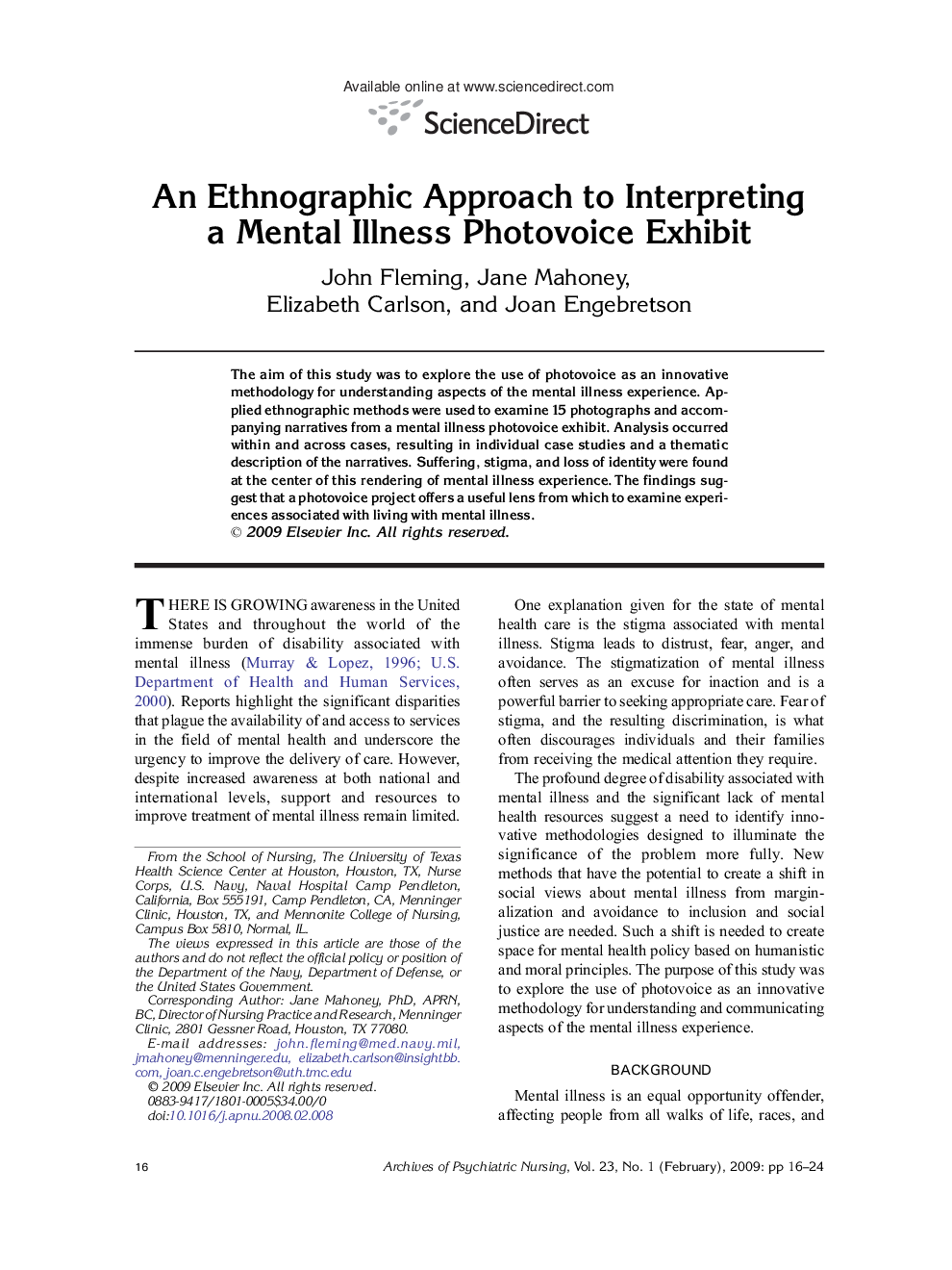 عکس صفحه اول مقاله: An Ethnographic Approach to Interpreting a Mental Illness Photovoice Exhibit An Ethnographic Approach to Interpreting a Mental Illness Photovoice Exhibit