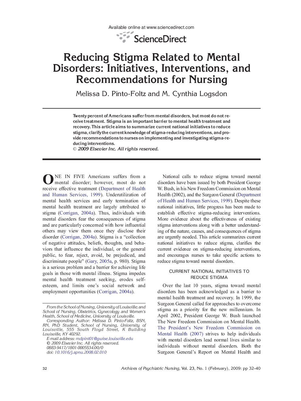 عکس صفحه اول مقاله: Reducing Stigma Related to Mental Disorders: Initiatives, Interventions, and Recommendations for Nursing Reducing Stigma Related to Mental Disorders: Initiatives, Interventions, and Recommendations for Nursing