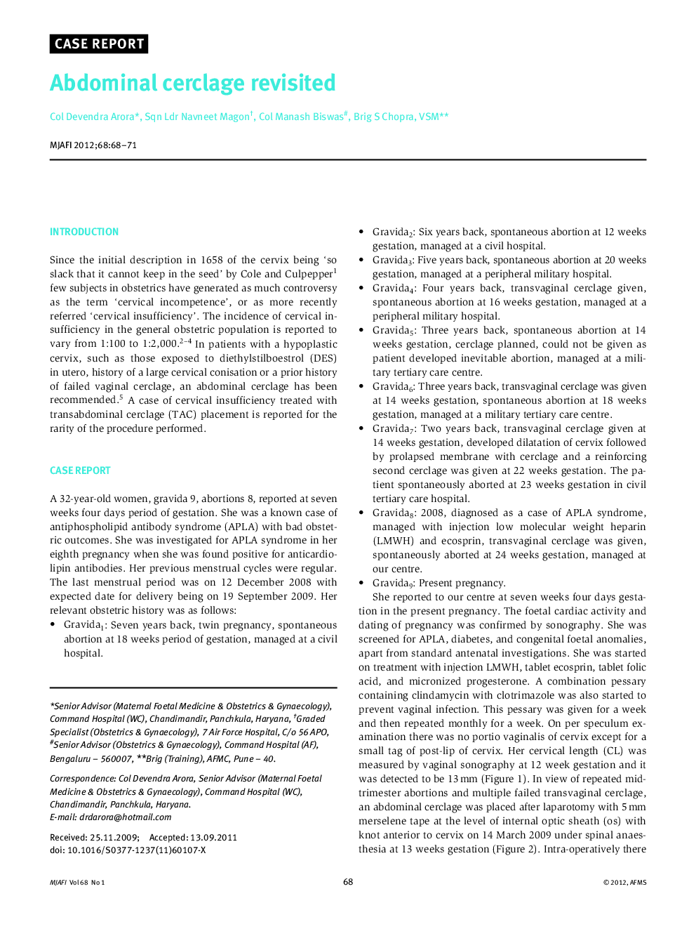 Abdominal cerclage revisited