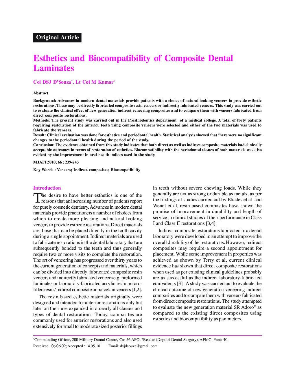 Esthetics and Biocompatibility of Composite Dental Laminates