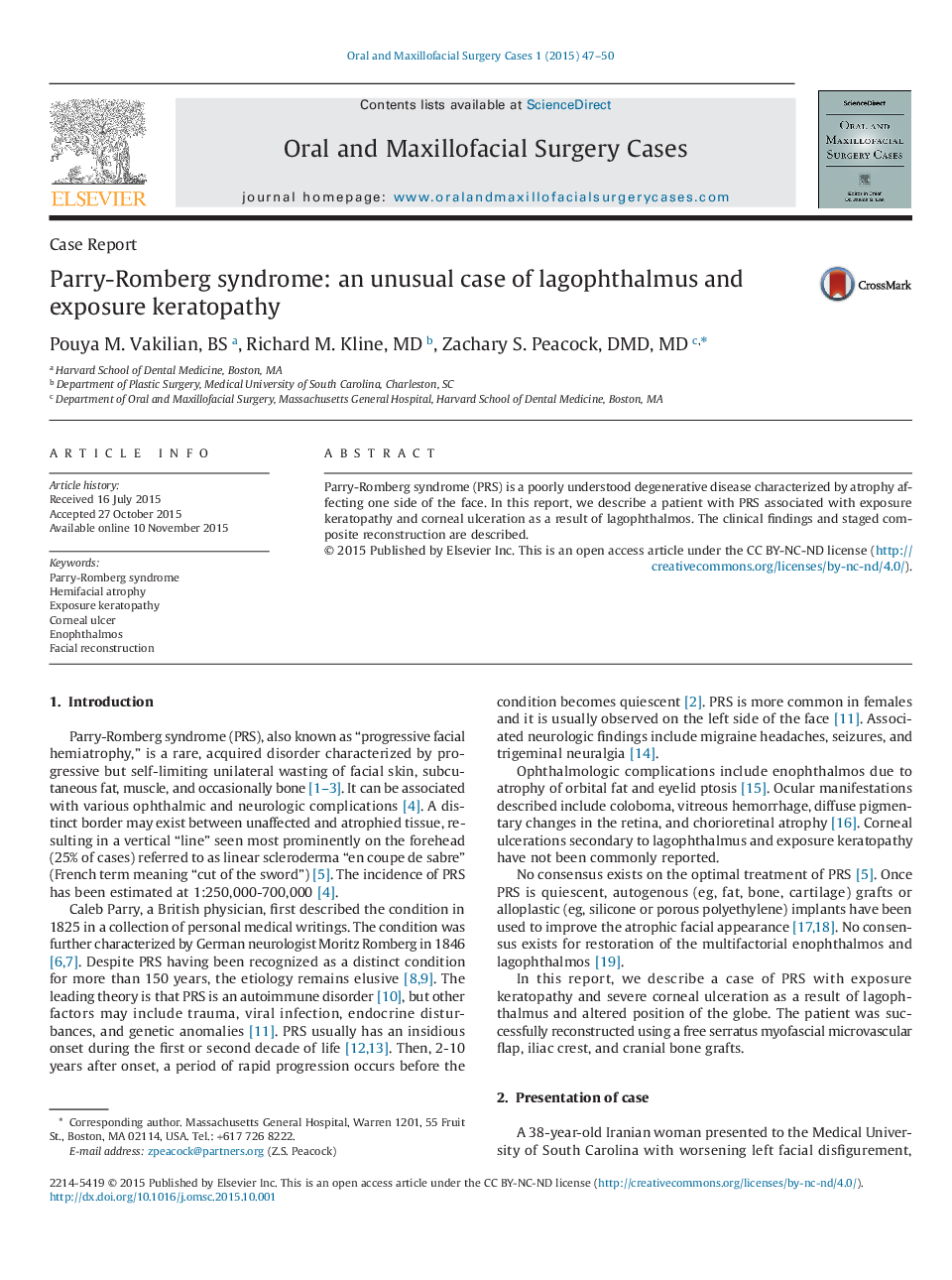 Parry-Romberg syndrome: an unusual case of lagophthalmus and exposure keratopathy