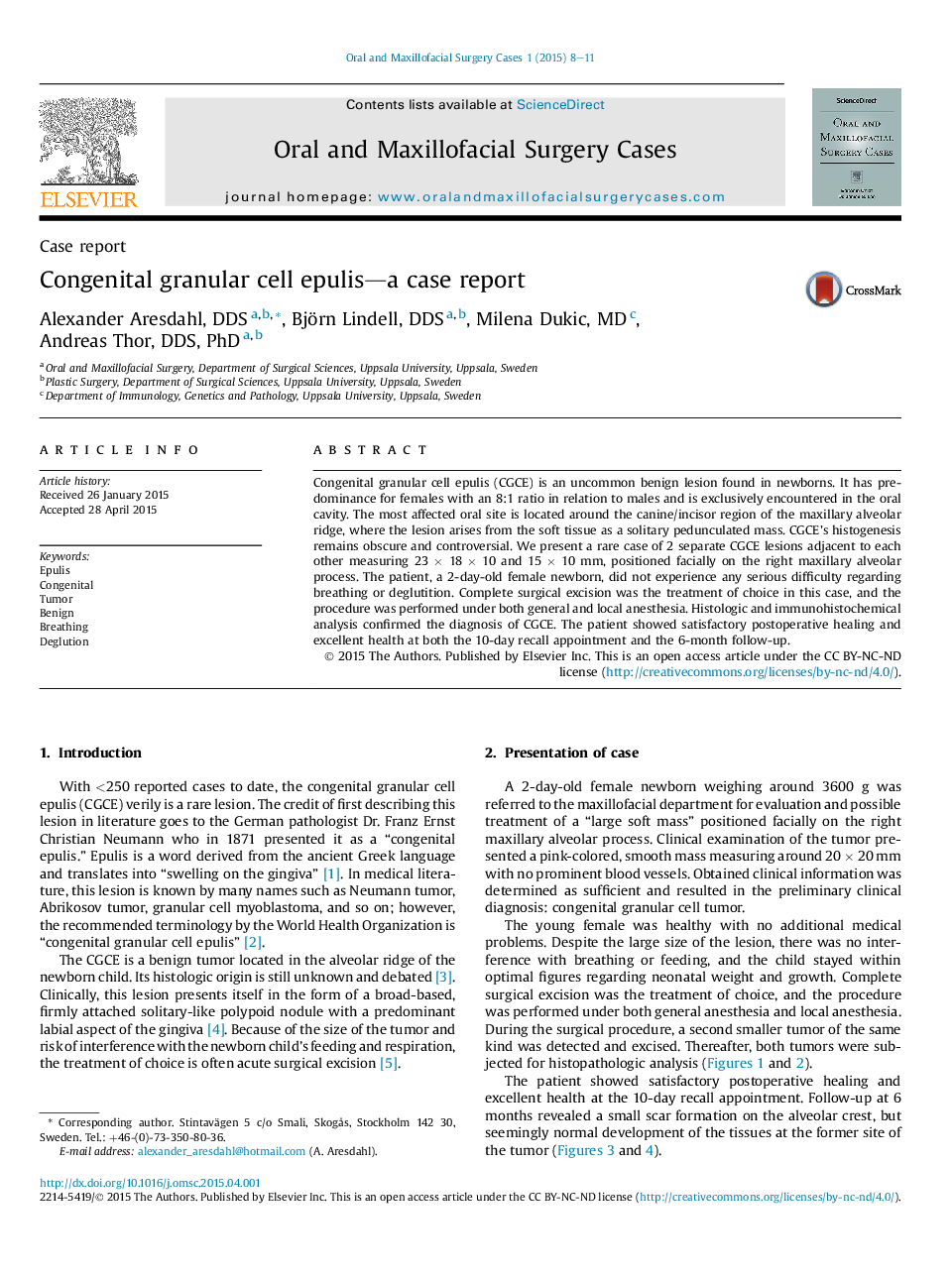 Congenital granular cell epulis—a case report