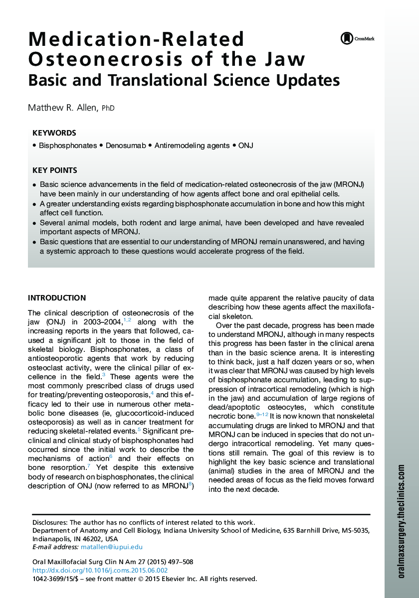 Medication-Related Osteonecrosis of the Jaw