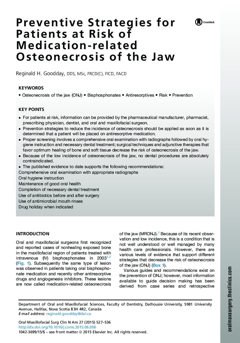 Preventive Strategies for Patients at Risk of Medication-related Osteonecrosis of the Jaw