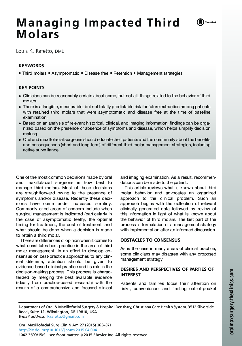 Managing Impacted Third Molars