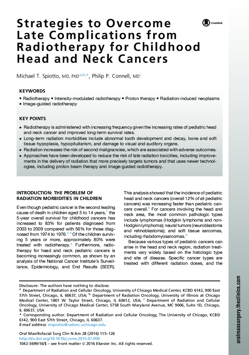 Strategies to Overcome Late Complications from Radiotherapy for Childhood Head and Neck Cancers