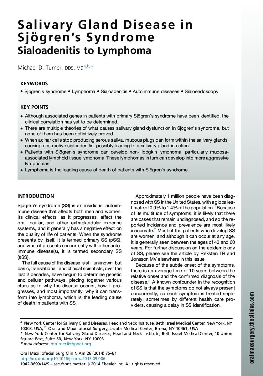 Salivary Gland Disease in Sjögren's Syndrome