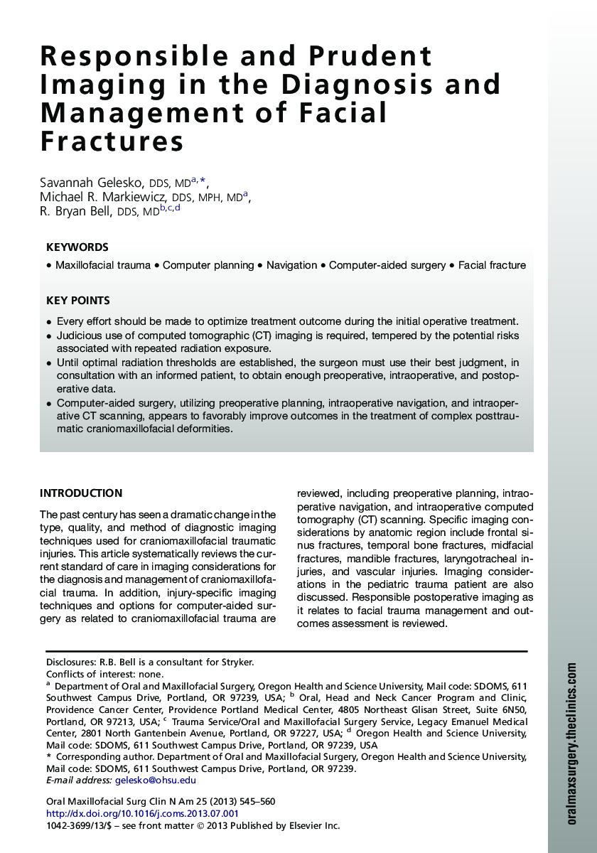 Responsible and Prudent Imaging in the Diagnosis and Management of Facial Fractures