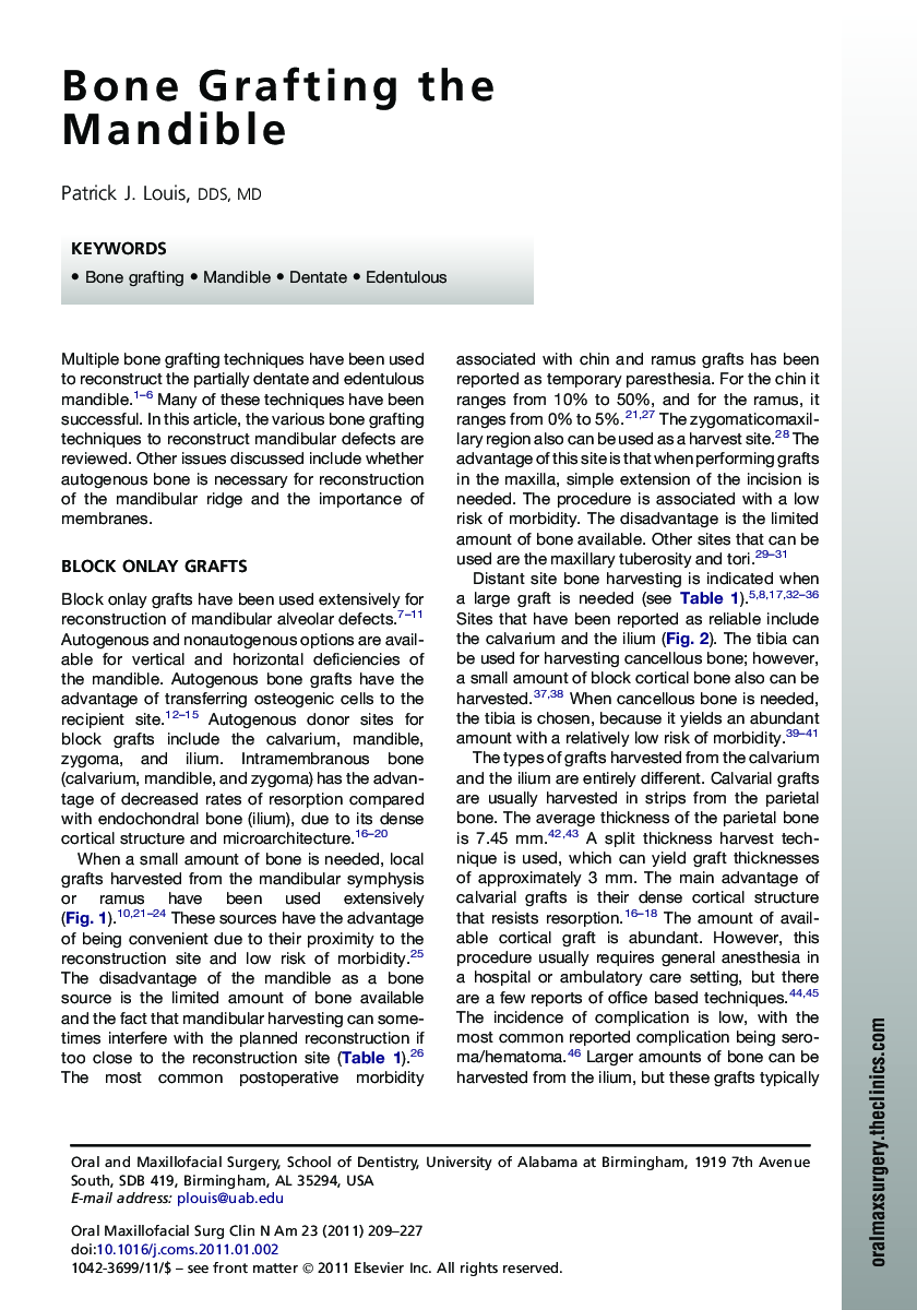 Bone Grafting the Mandible