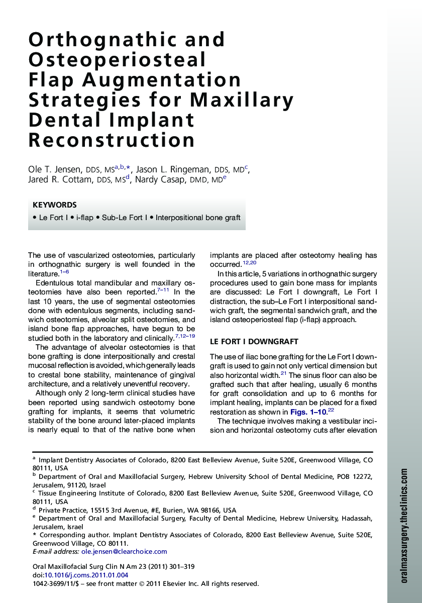 Orthognathic and Osteoperiosteal Flap Augmentation Strategies for Maxillary Dental Implant Reconstruction