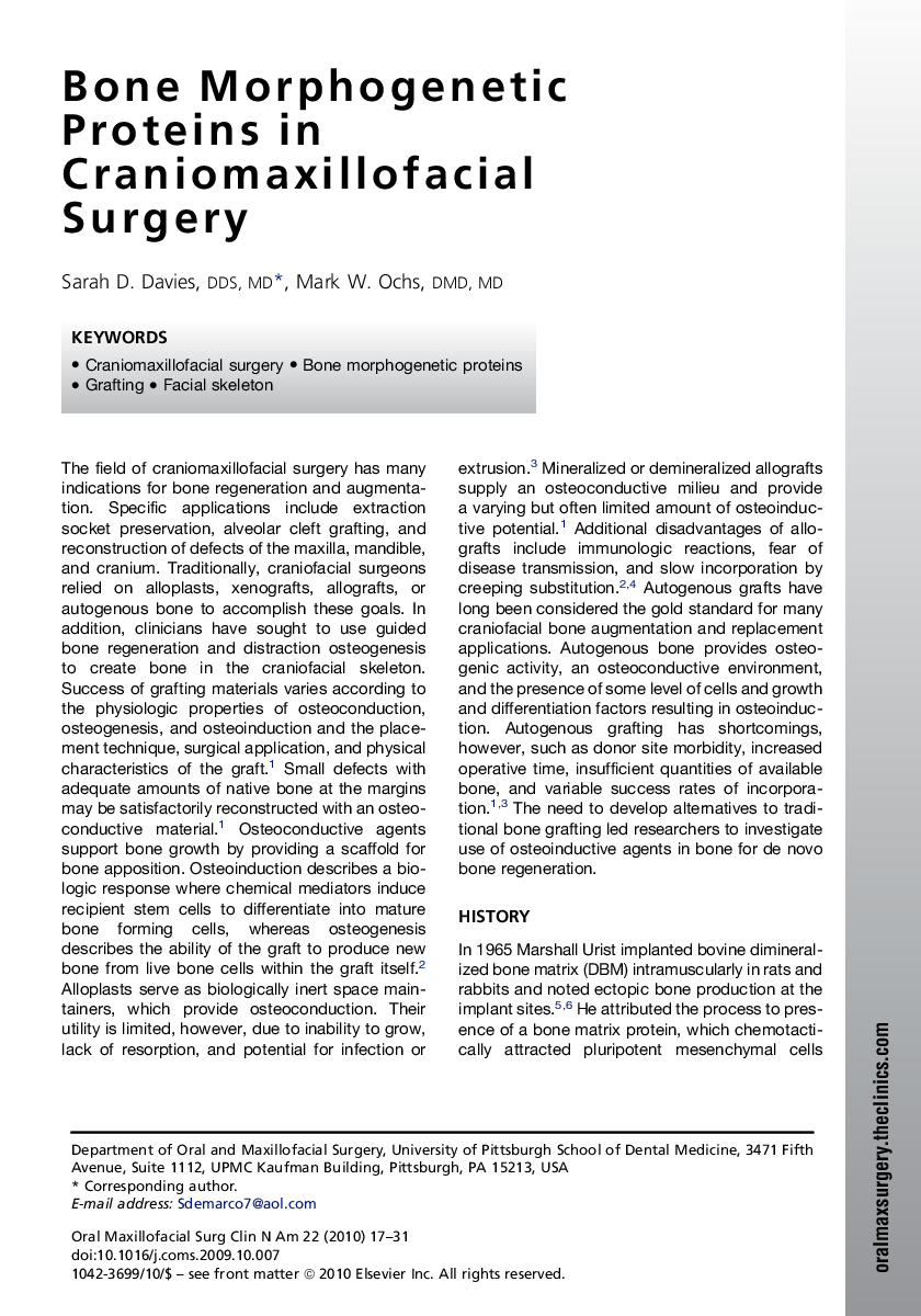 Bone Morphogenetic Proteins in Craniomaxillofacial Surgery