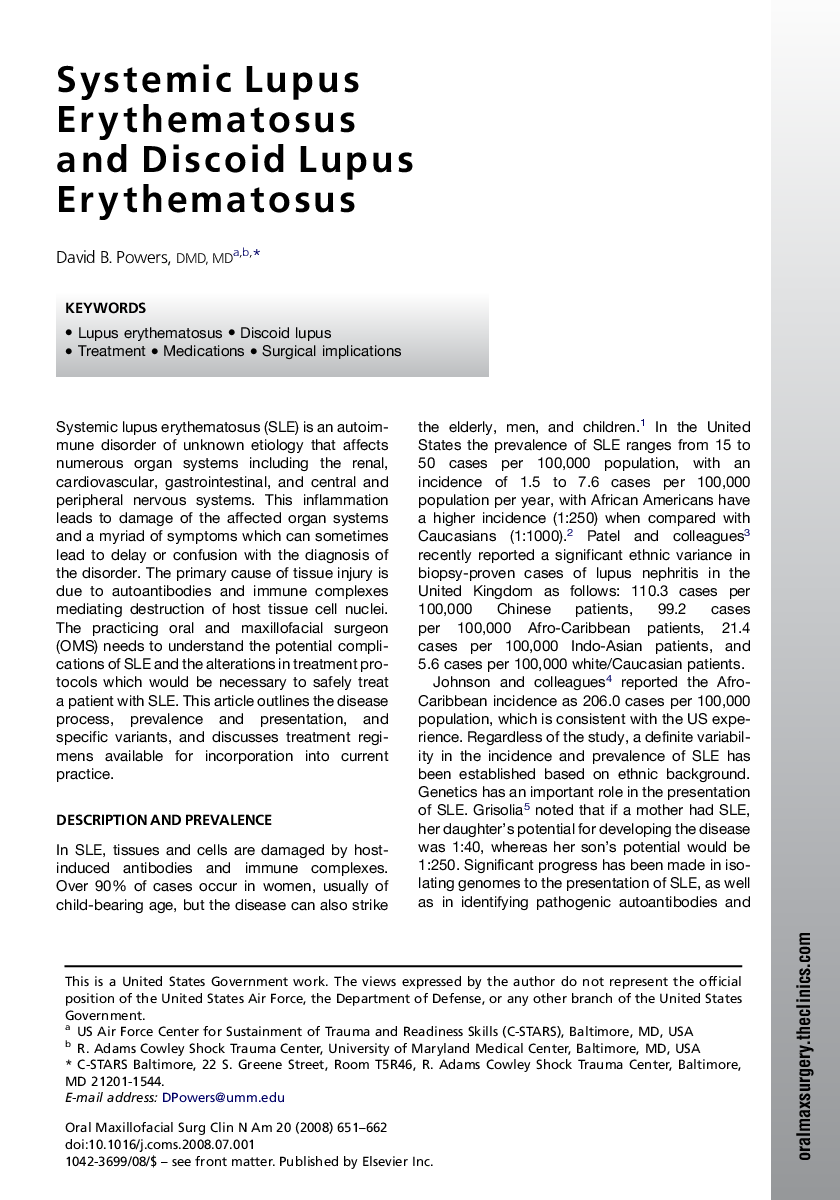 Systemic Lupus Erythematosus and Discoid Lupus Erythematosus 