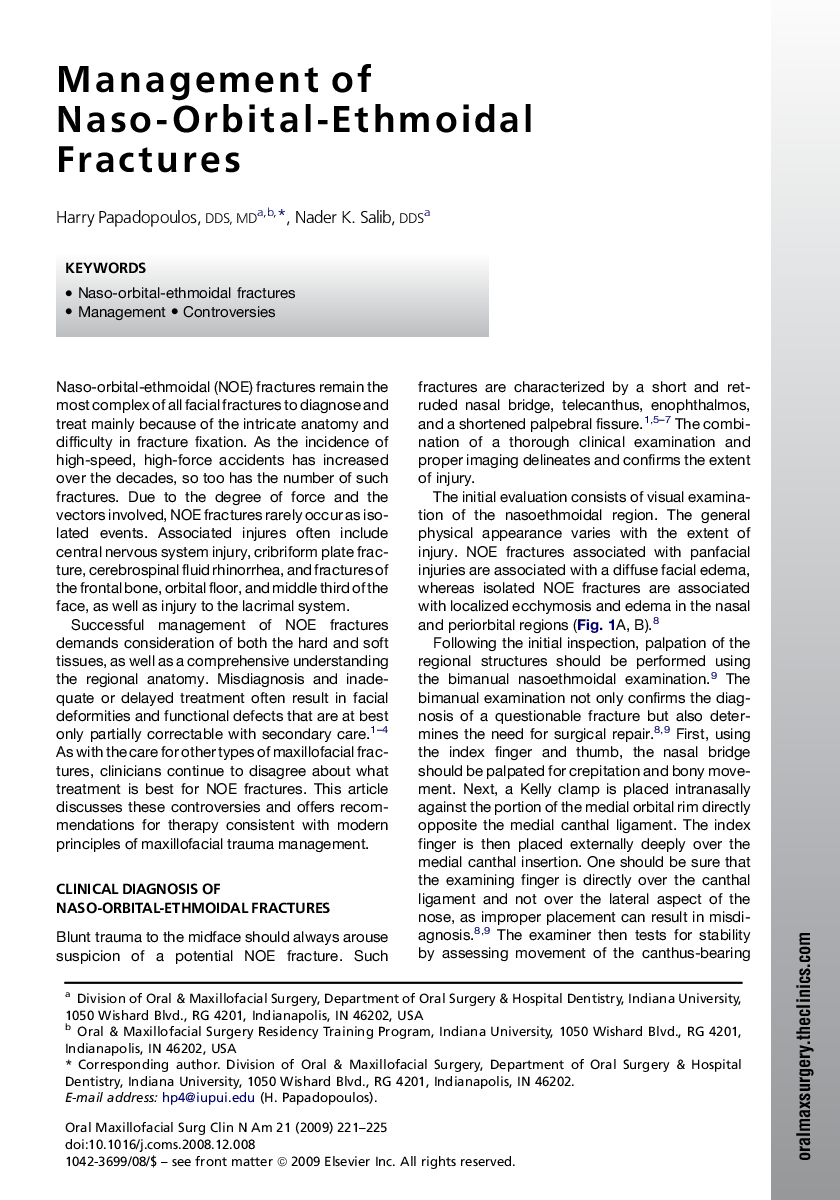 Management of Naso-Orbital-Ethmoidal Fractures