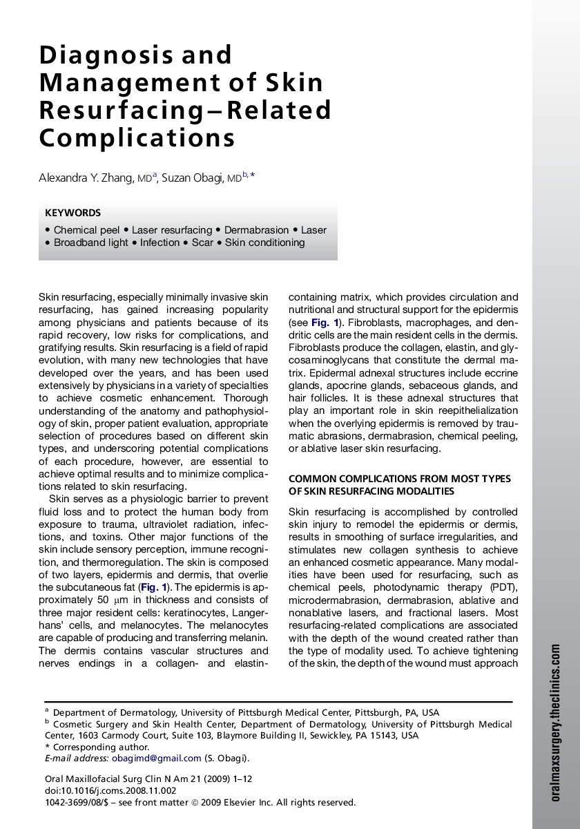 Diagnosis and Management of Skin Resurfacing-Related Complications