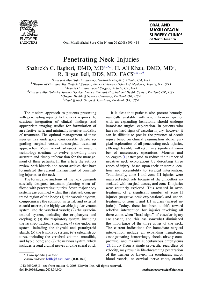 Penetrating Neck Injuries