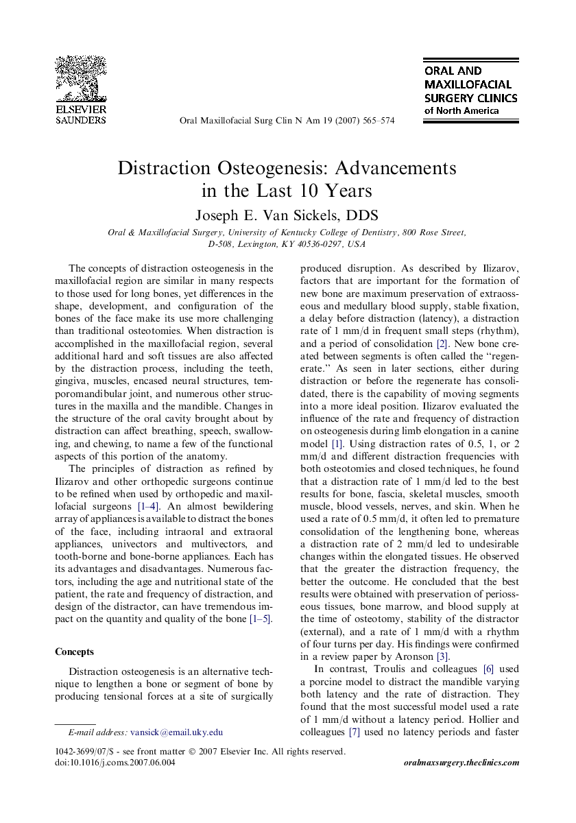 Distraction Osteogenesis: Advancements in the Last 10 Years