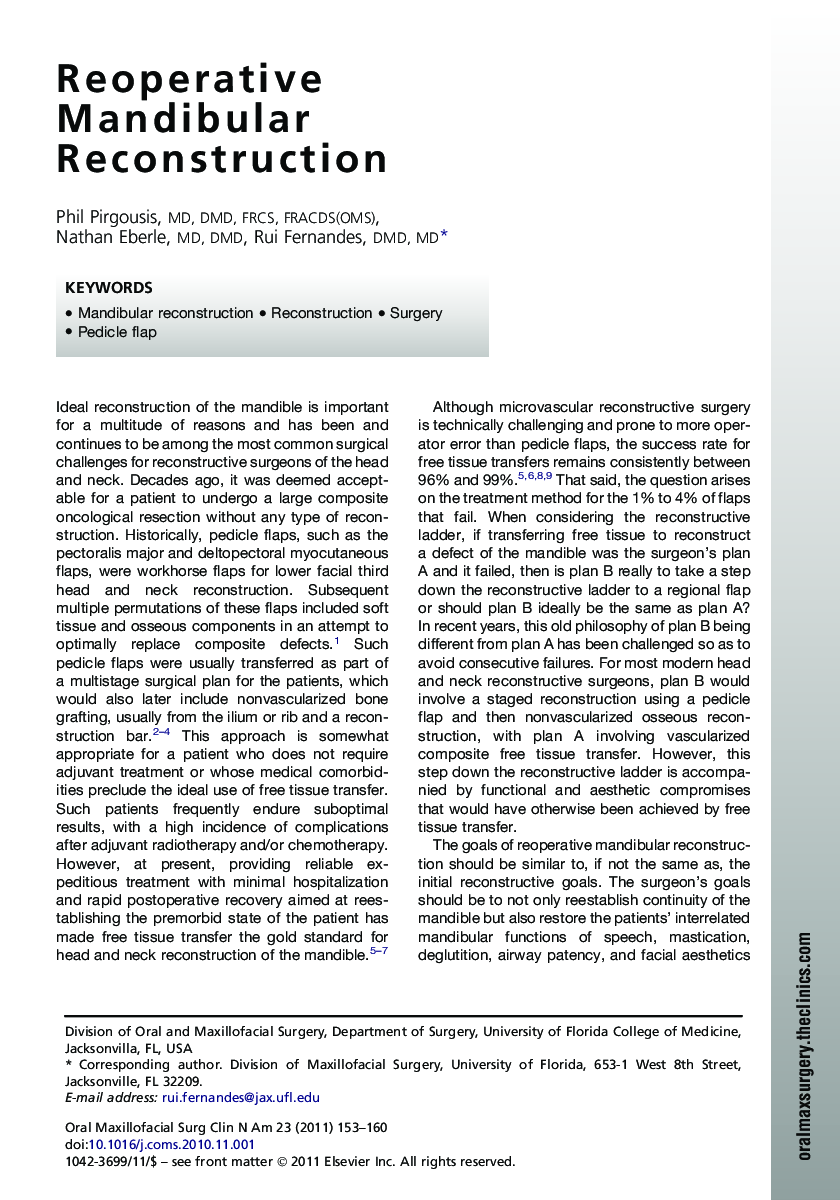 Reoperative Mandibular Reconstruction