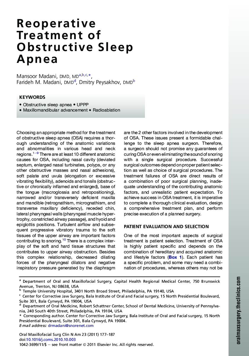 Reoperative Treatment of Obstructive Sleep Apnea