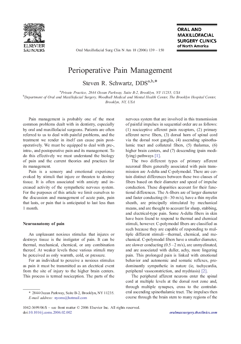 Perioperative Pain Management