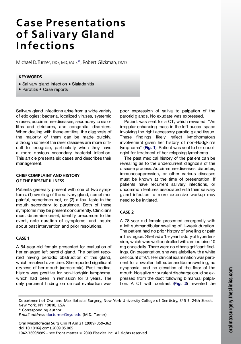 Case Presentations of Salivary Gland Infections