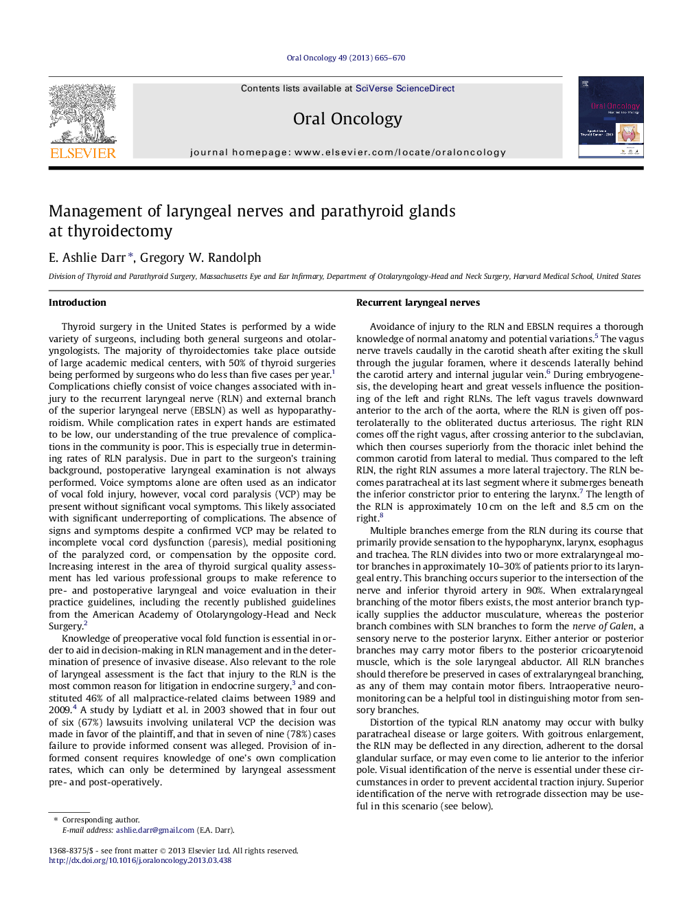 Management of laryngeal nerves and parathyroid glands at thyroidectomy