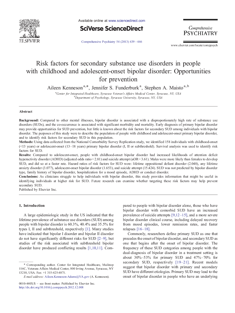 Risk factors for secondary substance use disorders in people with childhood and adolescent-onset bipolar disorder: Opportunities for prevention