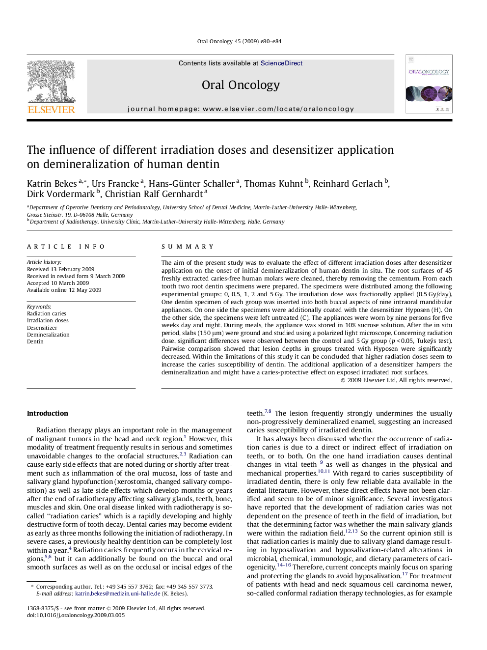 The influence of different irradiation doses and desensitizer application on demineralization of human dentin