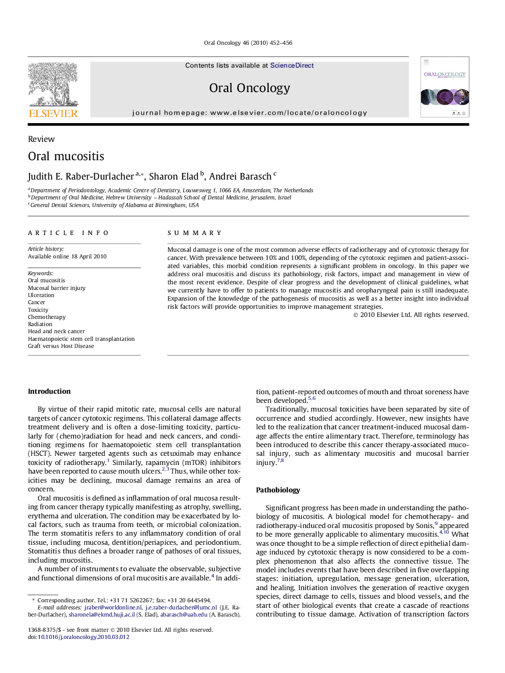 Oral mucositis