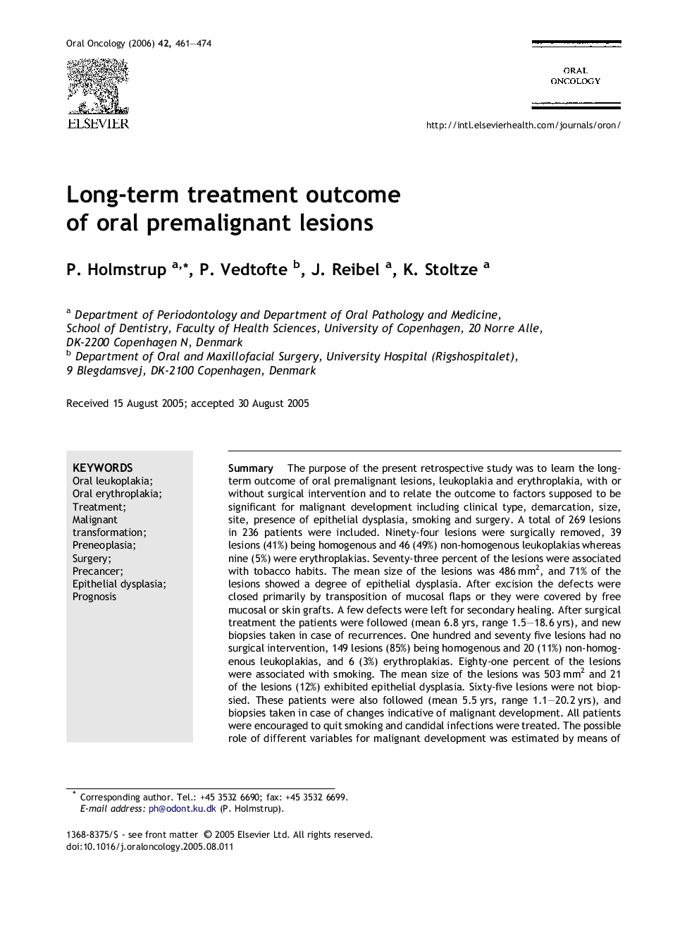 Long-term treatment outcome of oral premalignant lesions