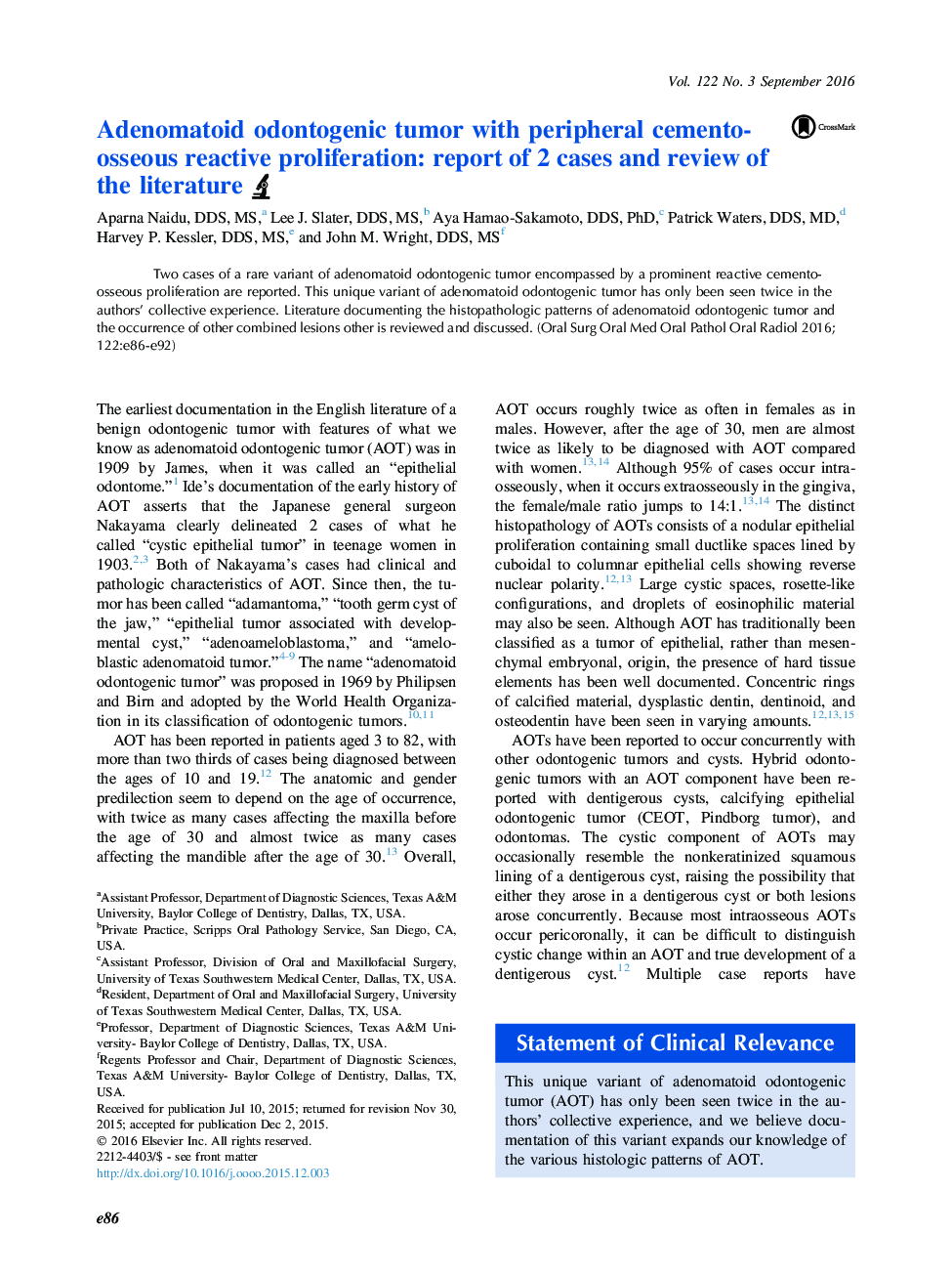 تومور ادنتوژنیک آدنوماتوئید با پرولیفراسیون واکنشی سلولی محیطی: گزارش 2 مورد و بررسی ادبیات 
